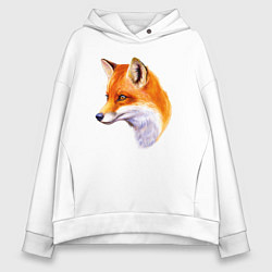 Толстовка оверсайз женская Лиса смотрит, цвет: белый