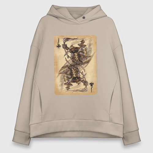 Женское худи оверсайз Fable III Воин бездны, валет крести / Миндальный – фото 1