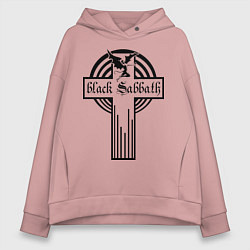 Толстовка оверсайз женская Black Sabbath Cross, цвет: пыльно-розовый