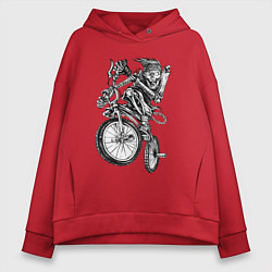 Толстовка оверсайз женская Extreme bones BMX, цвет: красный