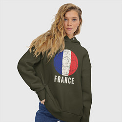 Толстовка оверсайз женская Футбол Франции, цвет: хаки — фото 2