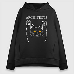 Толстовка оверсайз женская Architects rock cat, цвет: черный