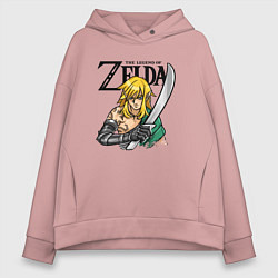 Толстовка оверсайз женская The Legend of Zelda - Tears of the Kingdom, цвет: пыльно-розовый