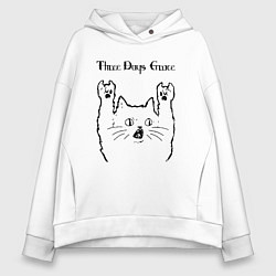 Толстовка оверсайз женская Three Days Grace - rock cat, цвет: белый