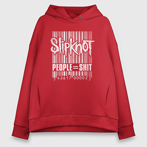Женское худи оверсайз Slipknot bar code / Красный – фото 1