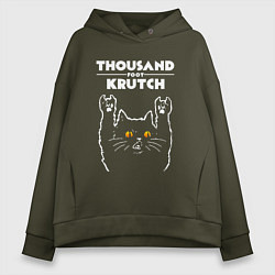 Толстовка оверсайз женская Thousand Foot Krutch rock cat, цвет: хаки