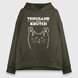 Толстовка оверсайз женская Thousand Foot Krutch rock cat, цвет: хаки