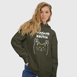 Толстовка оверсайз женская Thousand Foot Krutch rock cat, цвет: хаки — фото 2