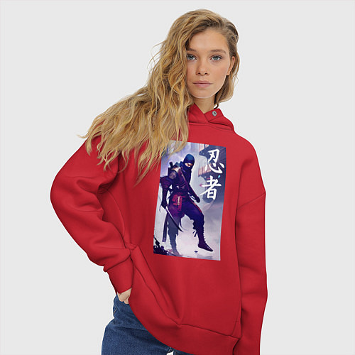 Женское худи оверсайз Ниндзя - бесстрашный воин - Япония / Красный – фото 3