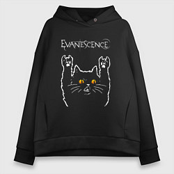 Толстовка оверсайз женская Evanescence rock cat, цвет: черный