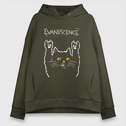 Толстовка оверсайз женская Evanescence rock cat, цвет: хаки