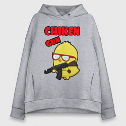 Толстовка оверсайз женская Chicken machine gun, цвет: меланж