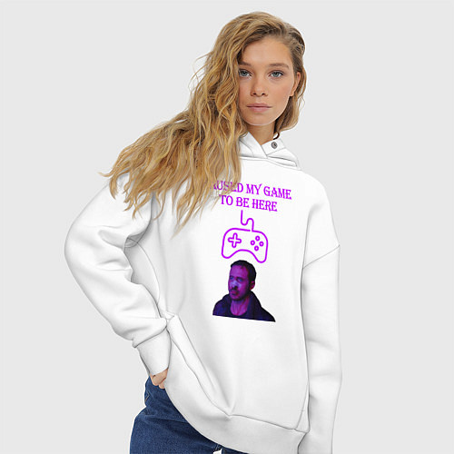 Женское худи оверсайз Paused my game to be here / Белый – фото 3