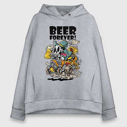 Женское худи оверсайз Beer forever - motto / Меланж – фото 1