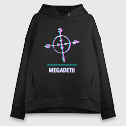 Толстовка оверсайз женская Megadeth glitch rock, цвет: черный