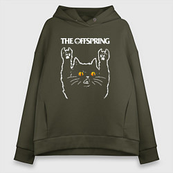 Толстовка оверсайз женская The Offspring rock cat, цвет: хаки