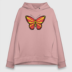 Толстовка оверсайз женская Бабочка Северная Македония, цвет: пыльно-розовый
