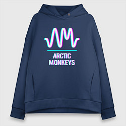 Толстовка оверсайз женская Arctic Monkeys glitch rock, цвет: тёмно-синий