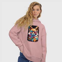 Толстовка оверсайз женская Abstract Colorful Fox, цвет: пыльно-розовый — фото 2