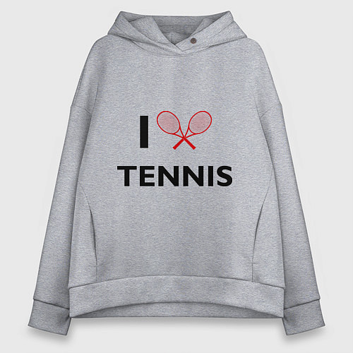 Женское худи оверсайз I Love Tennis / Меланж – фото 1