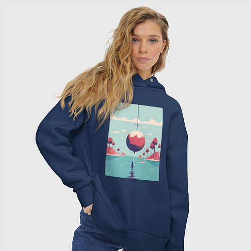 Женское худи оверсайз Мир мечтателя / Тёмно-синий – фото 3