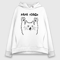 Толстовка оверсайз женская Papa Roach - rock cat, цвет: белый