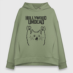 Толстовка оверсайз женская Hollywood Undead - rock cat, цвет: авокадо