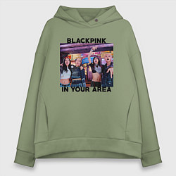 Толстовка оверсайз женская Blackpink HYLT Jennie Lisa Rose Jisoo, цвет: авокадо