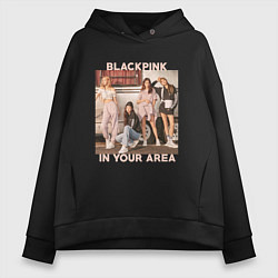 Толстовка оверсайз женская Blackpink Jennie Lisa Rose Jisoo, цвет: черный