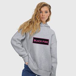 Толстовка оверсайз женская Логотип Блек Пинк, цвет: меланж — фото 2