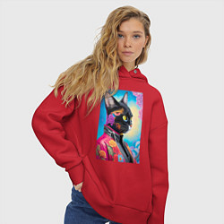 Толстовка оверсайз женская Кисуля в модной куртке - нейросеть, цвет: красный — фото 2