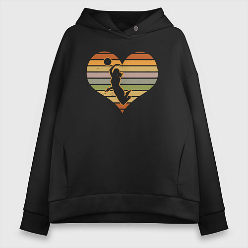Женское худи оверсайз Love girl volleyball / Черный – фото 1