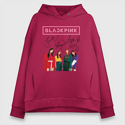 Толстовка оверсайз женская Blackpink Lisa Jisoo Jennie Rose, цвет: маджента