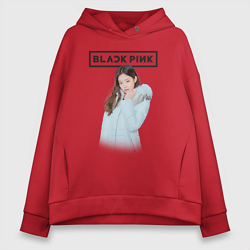 Женское худи оверсайз Jisoo Blackpink winter / Красный – фото 1