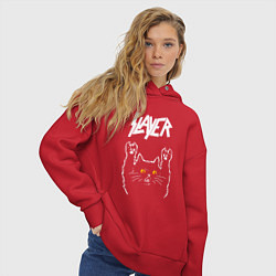 Толстовка оверсайз женская Slayer rock cat, цвет: красный — фото 2
