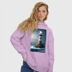 Толстовка оверсайз женская Маяк в море, цвет: лаванда — фото 2