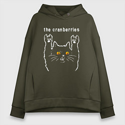 Толстовка оверсайз женская The Cranberries rock cat, цвет: хаки