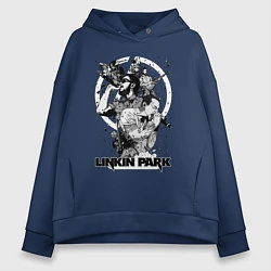 Толстовка оверсайз женская Linkin Park all, цвет: тёмно-синий