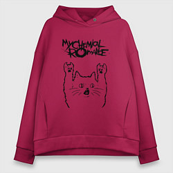 Толстовка оверсайз женская My Chemical Romance - rock cat, цвет: маджента