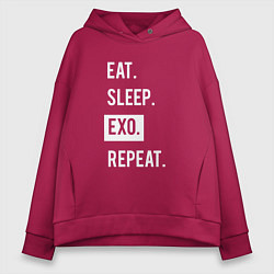 Толстовка оверсайз женская Eat Sleep EXO Repeat, цвет: маджента