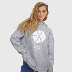 Толстовка оверсайз женская EXO лого, цвет: меланж — фото 2