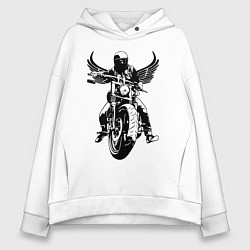 Толстовка оверсайз женская Biker wings, цвет: белый