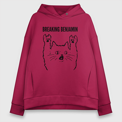 Женское худи оверсайз Breaking Benjamin - rock cat / Маджента – фото 1