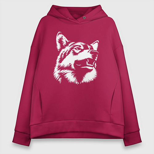 Женское худи оверсайз Голова волка Wolf head / Маджента – фото 1