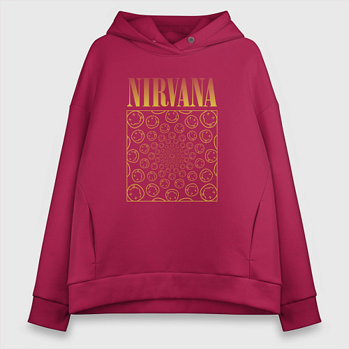 Женское худи оверсайз Nirvana лого / Маджента – фото 1