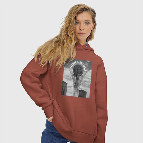 Женское худи оверсайз Астана байтерек баскетболл / Кирпичный – фото 3