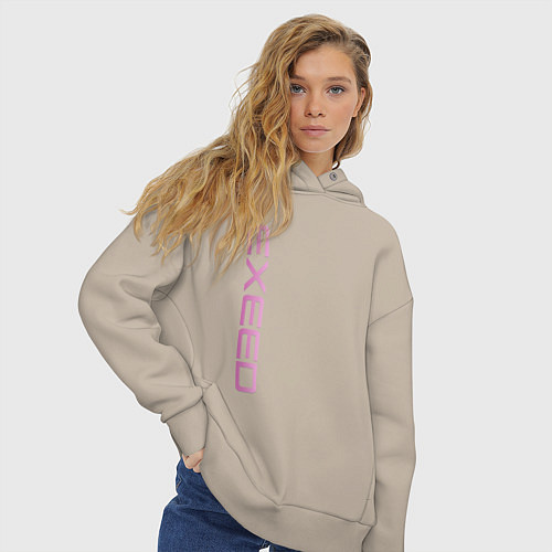 Женское худи оверсайз Exeed pink logo / Миндальный – фото 3