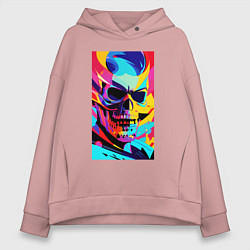 Толстовка оверсайз женская Cool skull - pop art, цвет: пыльно-розовый