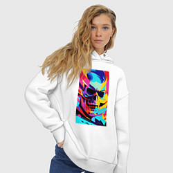 Толстовка оверсайз женская Cool skull - pop art, цвет: белый — фото 2