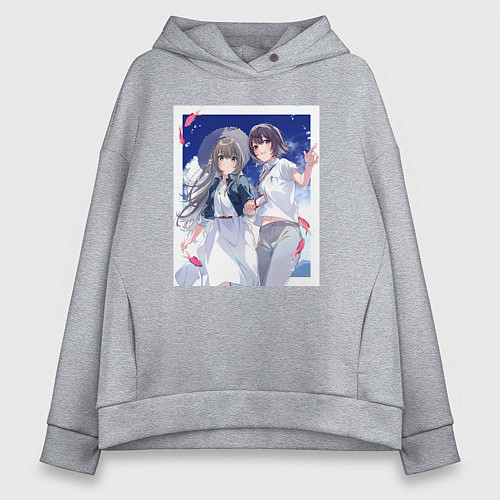 Женское худи оверсайз Кукуру Мисакино и Фука Миядзава - Акватоп белого п / Меланж – фото 1